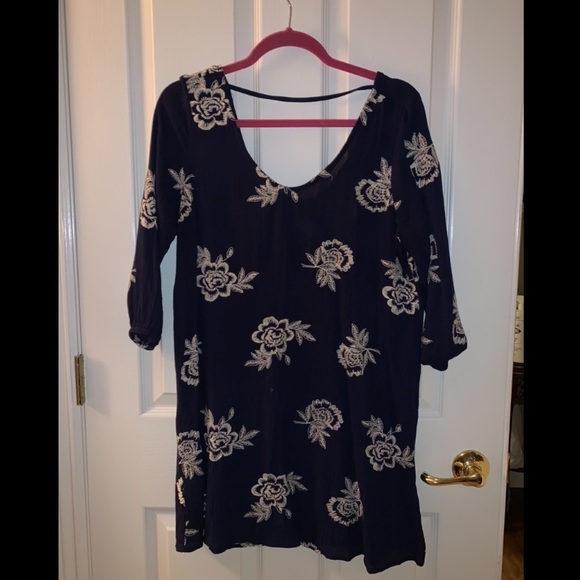 Navy blue 3/4 sleeve mini dress - Picture 1 of 3